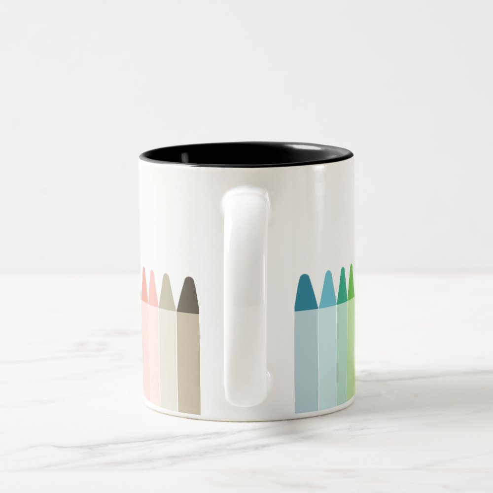Modern Kids Teacher Colorful Rainbow Crayon Colors Two-Tone Coffee Mug ...