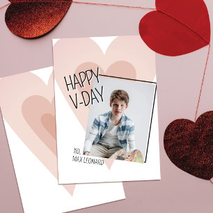 Modern Kids & Teens Heart Photo Valentine Card