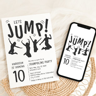 Modern Kids Trampoline Party Birthday Party Invitation