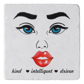 Modern Kind Intelligent Driven Woman Blue Eyes Trivet