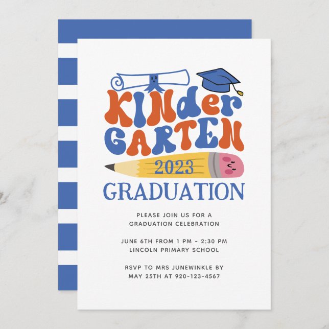 Modern Kindergarten Class Graduation Invitation (Front/Back)