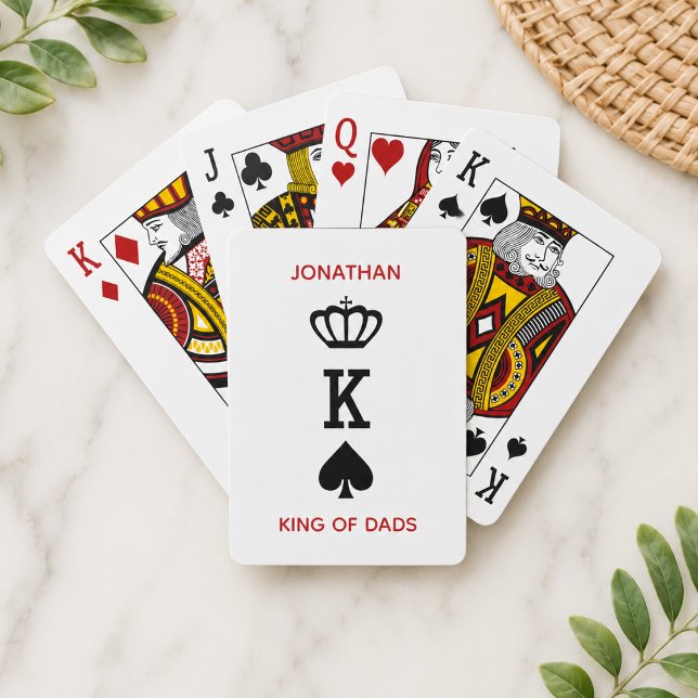 Modern King of Dads Personalized  Poker Cards (Add name to personalize.  All text is editable.  Change as required)