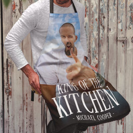 Modern King of the Kitchen Photo Name Apron