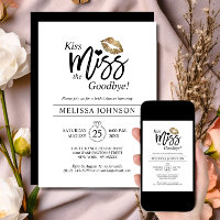 Modern Kiss Miss Goodbye Gold Lips Bridal Shower