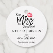 Modern Kiss Miss Goodbye Thank You Bridal Shower Favor Tags (Front)