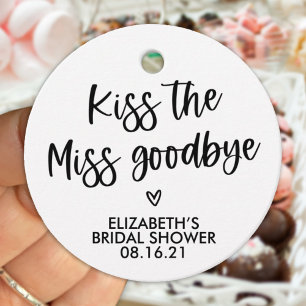 Modern Kiss the Miss Goodbye Bridal Shower Favor Tags