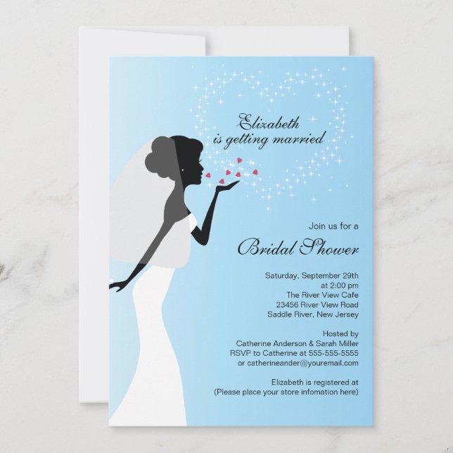 Modern Kissing Bride Bridal Shower Invitation (Front)