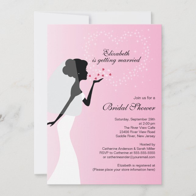 Modern Kissing Bride Bridal Shower Invitation (Front)