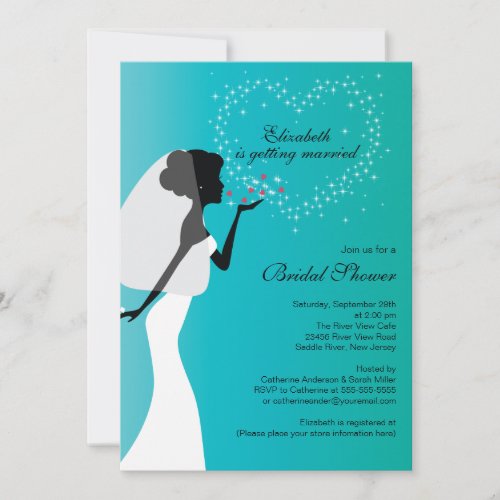 Modern Kissing Bride Bridal Shower Invitation