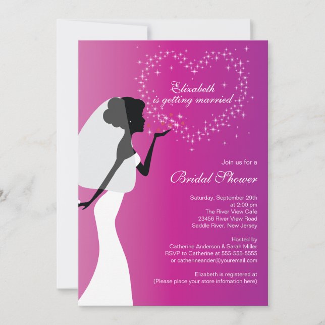 Modern Kissing Bride Bridal Shower Invitation (Front)