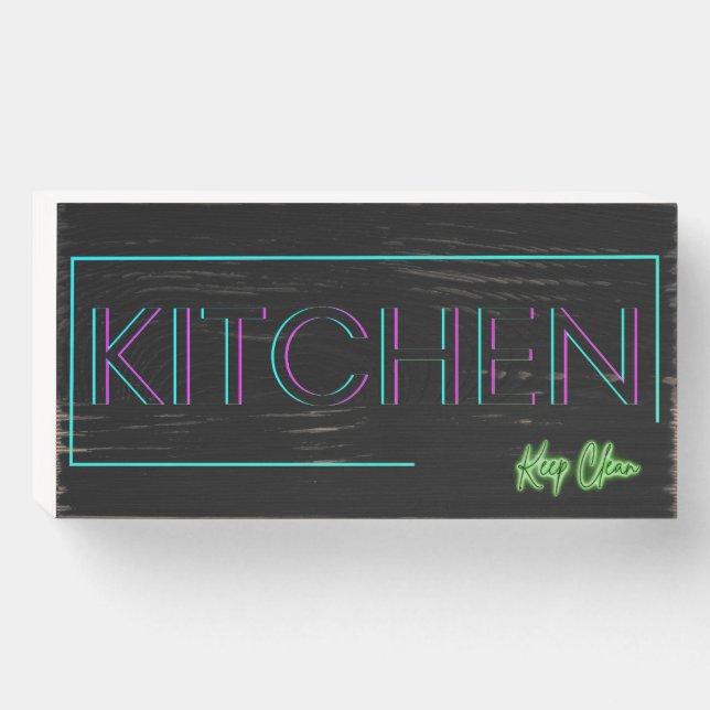 Modern Kitchen Home Art Wooden Box Sign (Front Horizontal)