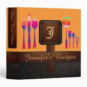 Modern Kitchen Recipe Leather Look 3 Ring Binder