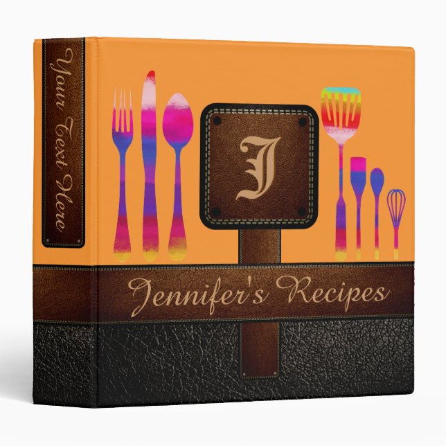 Modern Kitchen Recipe Leather Look 3 Ring Binder (Front/Spine)
