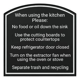 Modern Kitchen Rules Vacation Rental Sign