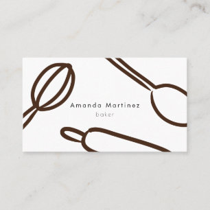 Modern Kitchen Utensils Black & White Baker Business Card