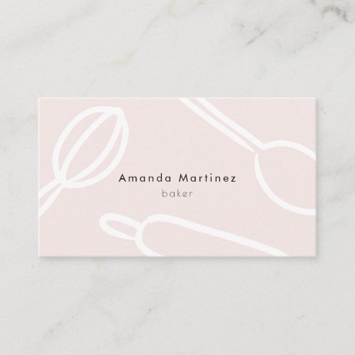 Modern Kitchen Utensils Blush Pink Baker Business Card