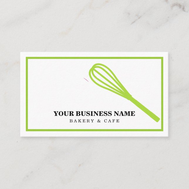 Modern Kitchen Whisk Bakery Business Card (Front)