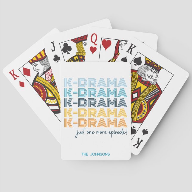 Modern Korean Drama Lover K-drama Fan Custom Name Poker Cards (Back)