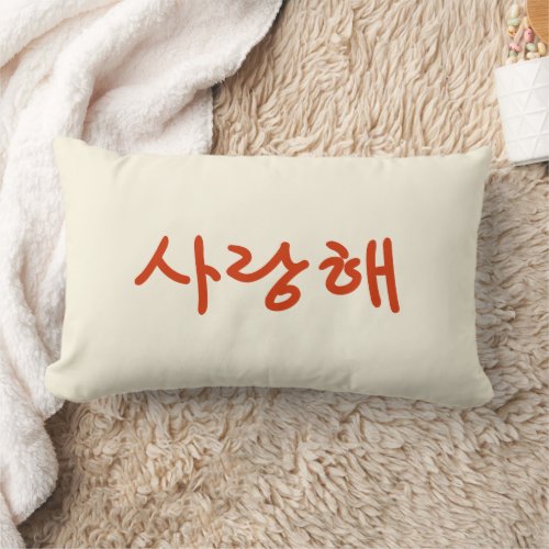Modern Korean Letter Symbols I Love You Lumbar Pillow