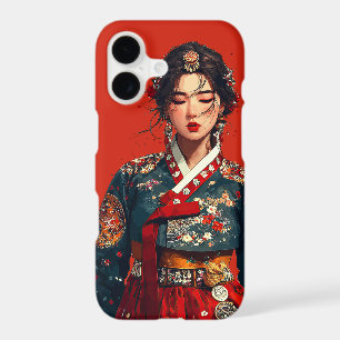 Modern Korean Woman in Hanbok Portrait  iPhone 17 Case