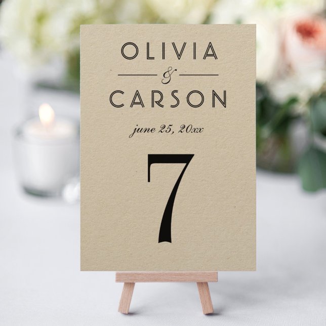 Modern Kraft and Black Wedding Table Number (Creator Uploaded)