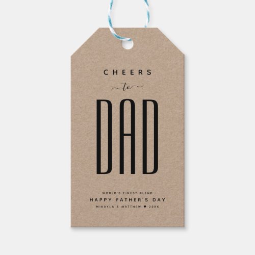 Modern Kraft  Black Cheers to Dad Fathers Day Gift Tags