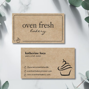 Modern Kraft Black Cupcake Bakery Business Card