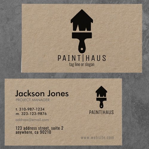 Modern Kraft  Black Home Painting Paint Brush Business Card