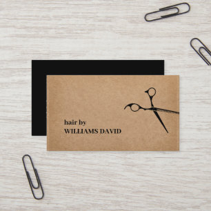 Modern Kraft Black Scissors Hair Stylist Business Card