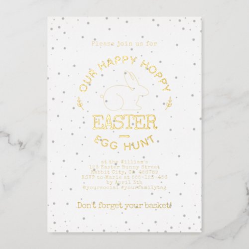 Modern Kraft Bunny Easter Egg Hunt Foil Invitation