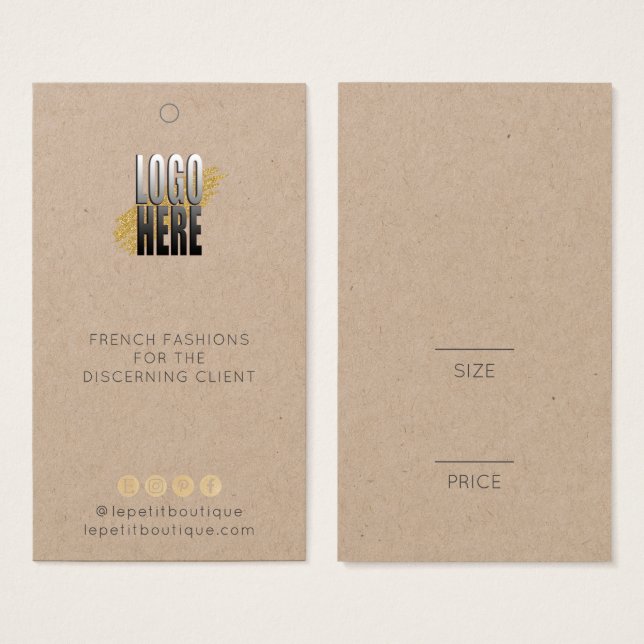 Modern Kraft Clothing Price tag with logo (Front & Back)