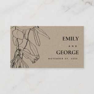 MODERN KRAFT LINE DRAWING FLORAL WEDDING WEBSITE BUSINESS CARD