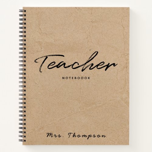 Modern Kraft Minimalist Script Teacher Gift Notebook