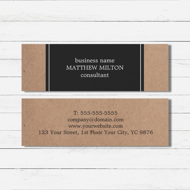 Modern Kraft Paper Dark Grey White Consultant Mini Business Card (Creator Uploaded)