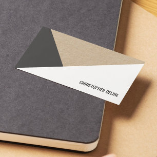 Modern Kraft Paper Grey White Geometric Business Card