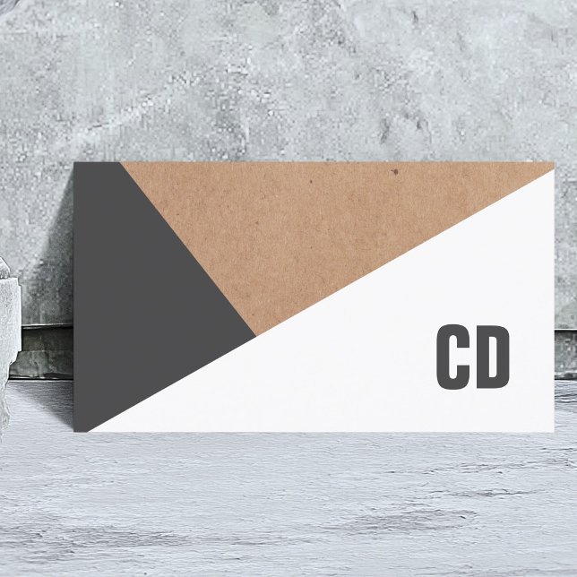 Modern Kraft Paper Grey White Geometric Monogram Business Card (Creator Uploaded)