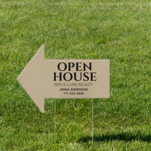 Modern Kraft Paper Open House Contact Info  Sign