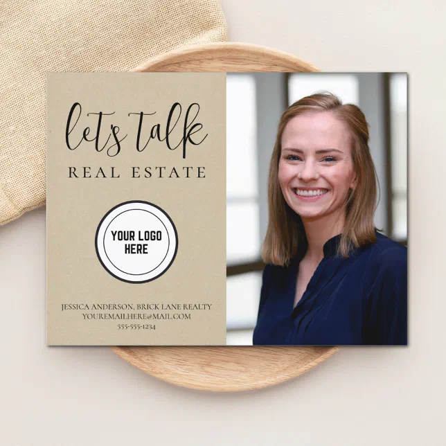 Modern Kraft Paper Real Estate Marketing Add Logo Postcard Zazzle