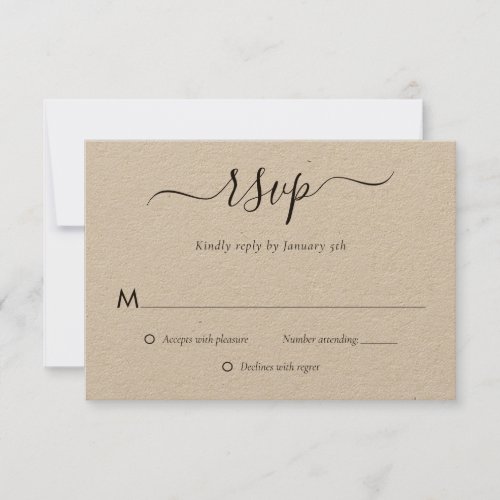 Modern Kraft Paper Wedding RSVP Card