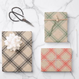 Modern Kraft Plaid holiday wrapping paper