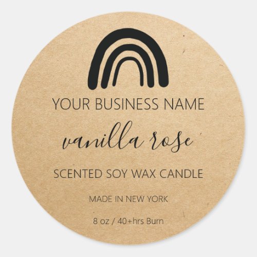 Modern Kraft Rainbow Logo Soy Candle Product Label