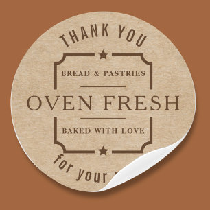 Modern Kraft Rustic Brown Thank You Bakery Classic Round Sticker