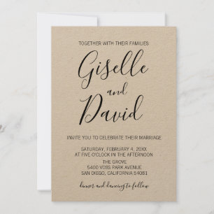 Modern Kraft Script Wedding Invitation