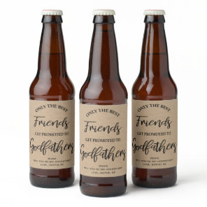 Modern Kraft Texture Godfather Proposal Beer Bottle Label
