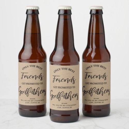 Modern Kraft Texture Godfather Proposal Beer Bottle Label