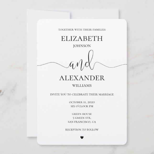 Modern kraft wedding invitation. Simple invite (Front)