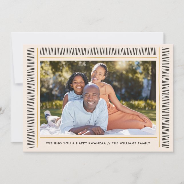 Modern Kwanzaa Border Pattern 1-Photo Holiday Card (Front)