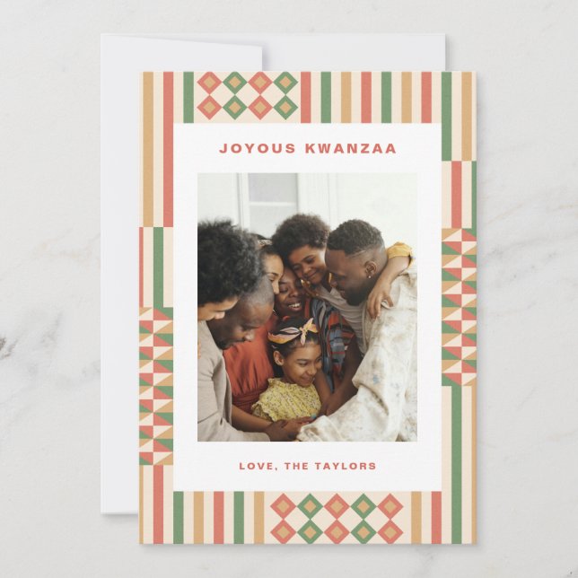 Modern Kwanzaa Kente Pattern 1-Photo Holiday Card (Front)