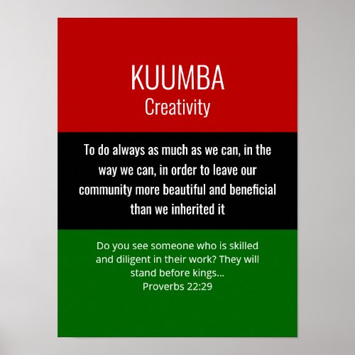 Modern Kwanzaa KUUMBA Poster