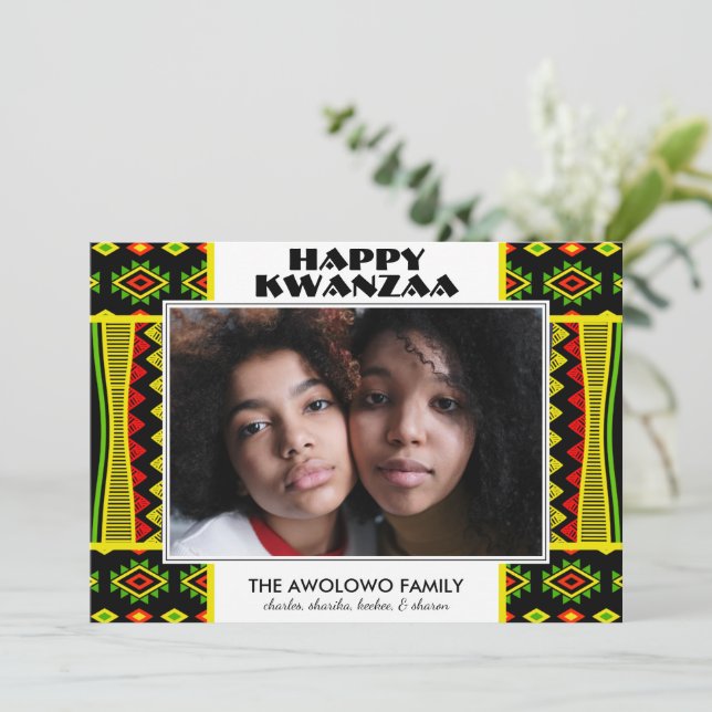 Modern Kwanzaa Photo Holiday Card (Standing Front)